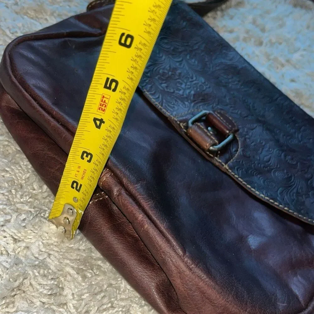 JACK GEORGES Brandy Embossed Flap Leather Crossbody Purse Bag